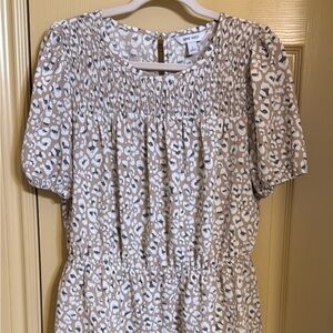 Nine West Beige and White Peplum Blouse